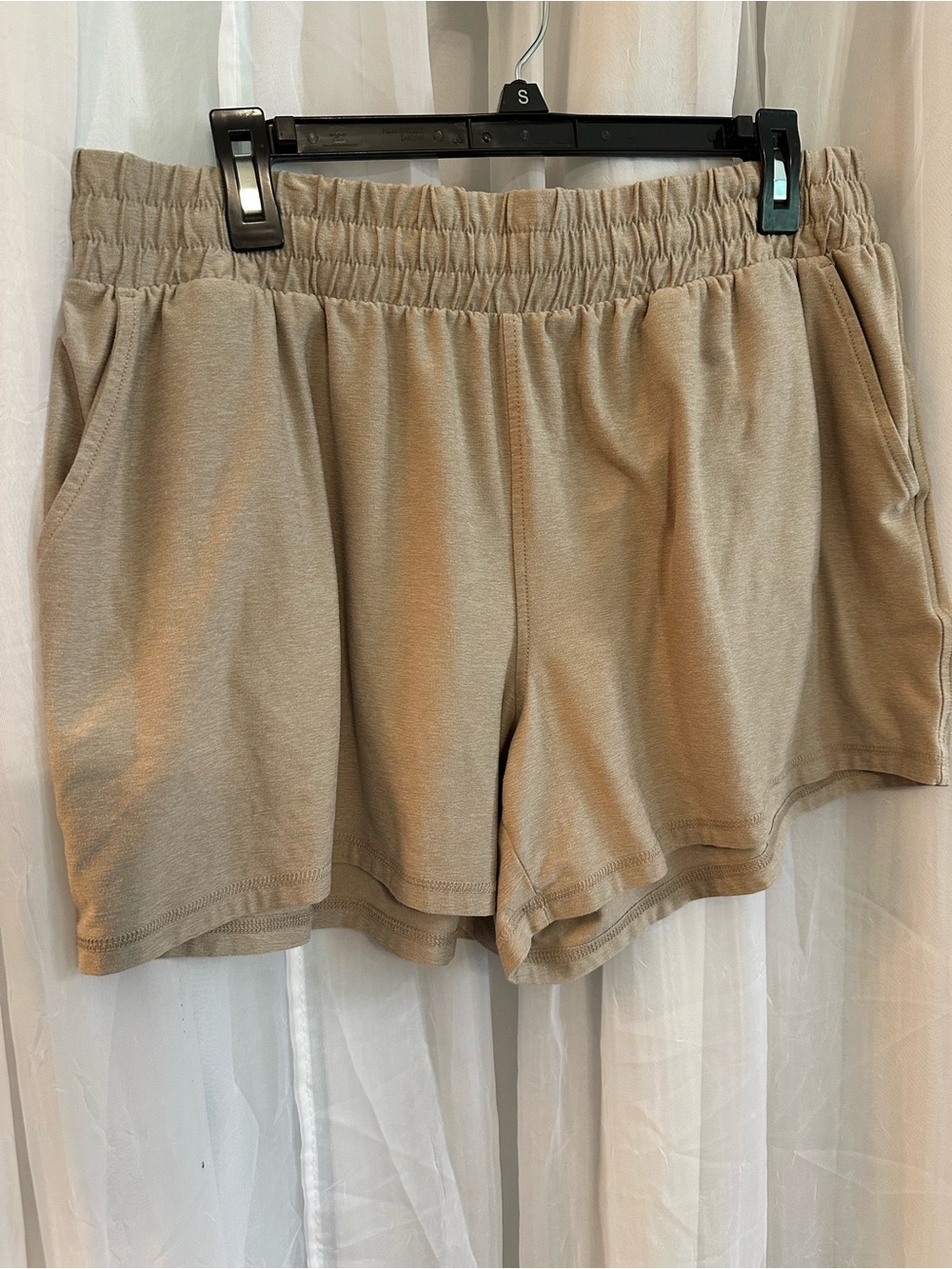 Athletic Works Women's Elastic-Waist Tan Athletic Shorts